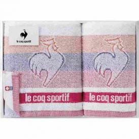 夏の贈り物お中元 ルコック ビッグロゴ スポーツタオル&フェイスタオル le coq sportif ピンク スポーツタオル：32×110cm、フェイスタオル：32×80cm