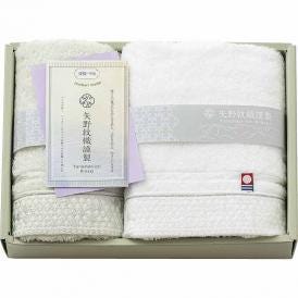 夏の贈り物お中元 今治製フェイスタオル&ウォッシュタオル 矢野紋織謹製 フェイスタオル：33×80cm、ウォッシュタオル：33×34cm