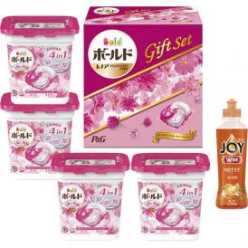 夏の贈り物お中元 ボールドジェルボールギフトセット P&G ボールドジェルボール4D華やかプレミアムブロッサムの香り（11個）×4、除菌ジョイコンパクトオレンジの香り（170ml）×1