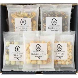夏の贈り物お中元 あられ米菓詰合せギフトセット 初代田蔵 海苔あられ（20g）・あられミックス・さざれ石・アオサあられ・歌舞伎（各18g）×各4
