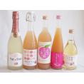桃のお酒を楽しめる5本セット(山梨県ももワイン もも梅酒ももはじめました 国産もものお酒 信州のももを使ったワイン カフェ ド パリ ピーチスパークリング(フランス)) 720ml×2本 500ml×