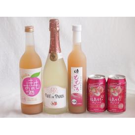 桃のお酒を楽しめる5本セット(国産ももとろ 国産もものお酒 カフェ ド パリ ピーチスパークリング(フランス) 福島もものチューハイ缶) 500ml×1本 720ml×1本 750ml×1本 350m