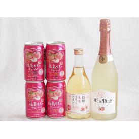 桃のお酒を楽しめる6本セット(信州のももを使ったワイン カフェ ド パリ ピーチスパークリング(フランス) 福島もものチューハイ缶) 500ml×1本 750ml×1本 350ml×4本