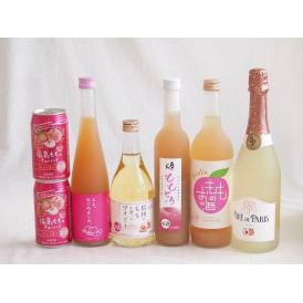 桃のお酒を楽しめる7本セット(もも梅酒ももはじめました 国産ももとろ 国産もものお酒 信州のももを使ったワイン カフェ ド パリ ピーチスパークリング(フランス) 福島もものチューハイ缶) 500ml