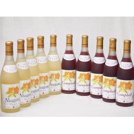 10本セット(おたる完熟ナイアガラ生葡萄酒 白ワイン甘口(北海道) おたるプレミアムキャンベル生葡萄