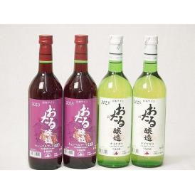 4本セット(おたる醸造キャンベルアーリ生葡萄酒 赤ワイン辛口(北海道) おたる醸造ナイアガラ生葡萄酒