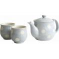 夏の贈り物お中元 サボン水玉茶器揃 湯呑（直径6.6×7cm）×2、ポット（17.3×9.4×11cm・200ml）×1