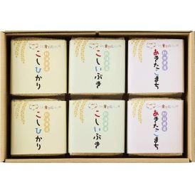 夏の贈り物お中元 こども食堂応援ギフト 選りすぐり食べくらべお米ギフトセット 初代田蔵 新潟県産コシヒカリ・新潟県産こしいぶき・秋田県産あきたこまち（各300g）×各2