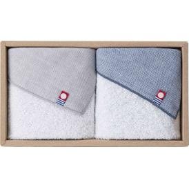 夏の贈り物お中元 今治ガーゼ＆パイルミニハンカチ2Pセット グレー・ネイビー 22×22cm