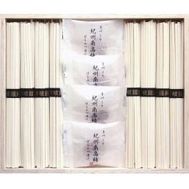 夏の贈り物お中元 紀州南高梅・讃岐うどん詰合せ（木箱入） 讃岐うどん（50g）×8、紀州南高梅はちみつ漬け×4