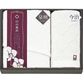 夏の贈り物お中元 スリムフェイスタオル&ハンドタオル 今治＆泉州 泉州スリムフェイスタオル：29×80cm、今治ハンドタオル：33×33cm