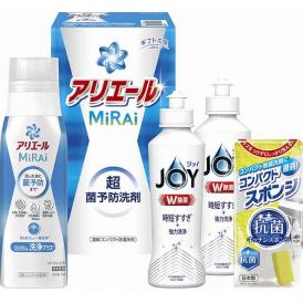 夏の贈り物お中元 アリエールミライセット ギフト工房 P&G除菌ジョイ（170ml）×2、P&Gアリエールミライ（340g）・コンパクトスポンジ×各1
