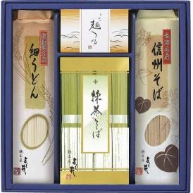 夏の贈り物お中元 信州そば・細うどんセット よし井 抹茶そば（80g）×4、信州そば・細うどん（各120g）・めんつゆ（30ml×2袋）×各1