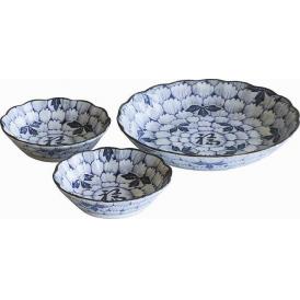 夏の贈り物お中元 福取り分け揃 仁峰 小鉢（直径13×3.5cm）×2、深皿（直径22×4cm）×1
