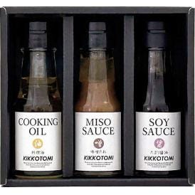 夏の贈り物お中元 クッキングセット キッコウトミ 味噌たれ・たまり醤油（各70ml）・クッキングオイル（60g）×各1