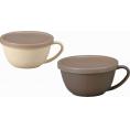 夏の贈り物お中元 アースカラー 抗菌スープカップ2P エコ カップ：14.5×12×6.5cm、フタ：直径12.4×1cm