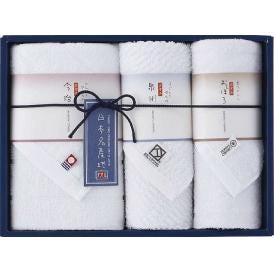 夏の贈り物お中元 フェイスタオル＆ウォッシュタオル2P 新日本名産地 今治フェイスタオル：34×75cm、ウォッシュタオル(泉州・三重)：各34×35cm