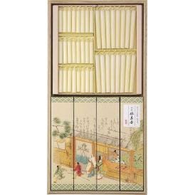 夏の贈り物お中元 吟撰仙年香 蜜ローソクセット（桐箱） カメヤマ 蜜蝋入りローソク小×24、蜜蝋入りローソク大×16、吟撰仙年香（25g）×4