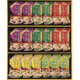 夏の贈り物お中元 鰹節屋のこだわり椀 マルトモ フリーズドライみそ汁（なす・ほうれん草・なめこ）×各4、フリーズドライお吸い物（海藻）・フリーズドライスープ（卵）×各3