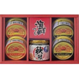 夏の贈り物お中元 海鮮づくし 紅ずわいがに（ほぐし身）・紅ずわいがに（脚肉入り）（各55g）×各2、秋鮭ほぐし（50g）×1