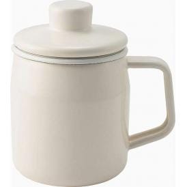 夏の贈り物お中元 オイルポット0.35L 富士ホーロー ホワイト 12×8.5×12.5cm 0.35L（適正容量）、0.52L（満水容量） 本体・蓋：ほうろう用鋼板、網：ステンレス ★カス取り網付