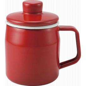 夏の贈り物お中元 オイルポット0.35L 富士ホーロー レッド 12×8.5×12.5cm 0.35L（適正容量）、0.52L（満水容量） 本体・蓋：ほうろう用鋼板、網：ステンレス ★カス取り網付