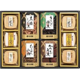 夏の贈り物お中元 お吸物・佃煮詰合せ 久光家 お吸物（帆立・ふぐ・おすまし）×各2、かつお角煮（70g）・黒豚しぐれ煮・きくらげ佃煮（各60g）・ちりめん山椒（50g）×各1