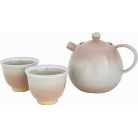夏の贈り物お中元 姫萩ティーセット 萩焼 碗（直径7×5.5cm）×2、ポット（直径10.5×11cm・400ml）×1