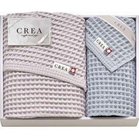 夏の贈り物お中元 バスタオル＆フェイスタオル CREA×今治ワッフルソフト パープル バスタオル：57×120cm、フェイスタオル：31×80cm