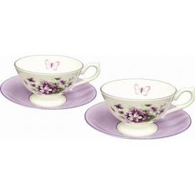 夏の贈り物お中元 ペア ティーカップ＆ソーサー エインズレイ カップ：約直径10.5×6cm、ソーサー：約直径14.7×2.5cm