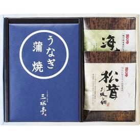 夏の贈り物お中元 三河一色産うなぎの蒲焼・お吸物セット 三水亭 三河一色産うなぎの蒲焼（半身）・浜乙女 海苔お吸物（3.6g×2p）・浜乙女 松茸お吸物（3.4g×2p）×各1