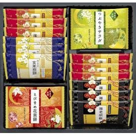 夏の贈り物お中元 兼六の華 金澤兼六製菓 海老カレー煎餅×6、えびまめ花煎餅・つぶやきサラダ煎餅・黒ごま入り玄米煎餅・海老胡椒煎餅×各3