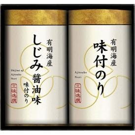 夏の贈り物お中元 こだわり味付海苔詰合せ 三味逸撰 味付のり（8切4枚×5袋）・味付のりしじみ醤油味（8切4枚×5袋）×各1