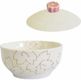 夏の贈り物お中元 シリコンふた付き レンジ小鉢 さくら ボウル：直径10×5cm、蓋：直径11.5×3cm