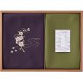 夏の贈り物お中元 刺繍入り二巾風呂敷&金封包み 草花の遊び 紫 風呂敷：71×70cm、金封包み：38×37cm