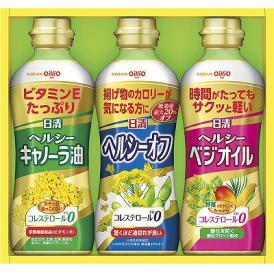 夏の贈り物お中元 ヘルシーオイルギフト 日清オイリオ ヘルシーキャノーラ油・ヘルシーオフ・ヘルシーベジオイル（各350g）×各1