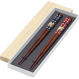 夏の贈り物お中元 滑り止め夫婦木箸 （紺朱） 約23cm