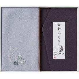 夏の贈り物お中元 刺繍入り金封包み&金封ふくさ 洛北 紫 金封包み：38×37cm、金封ふくさ：20×12cm