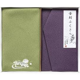 夏の贈り物お中元 刺繍入り金封包み＆金封ふくさ 洛北 紫 金封包み：38×37cm、金封ふくさ：20×12cm