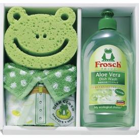 夏の贈り物お中元 キッチン洗剤ギフト フロッシュ 食器用洗剤（アロエヴェラ）（ドイツ）（500ml）・スポンジ（中国）・タオルハンカチ（中国）（25×25cm）×各1