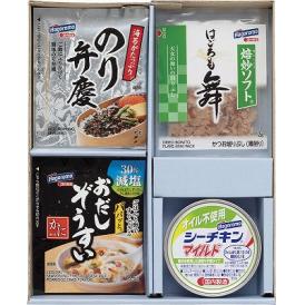 夏の贈り物お中元 乾物ギフト はごろもフーズ 減塩おだしぞうすいかに（6.5g）・のり弁慶ふりかけ（3g）・焙炒ソフトパック（2g）×各2、オイル不使用シーチキンマイルド（70g）×各1