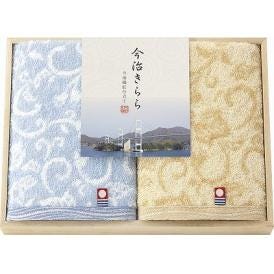 夏の贈り物お中元 愛媛今治 木箱入ハンドタオル2P 今治きらら 34×34cm