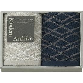 夏の贈り物お中元 フェイスタオル2P Modern Archive ネイビー 34×70cm
