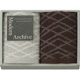 夏の贈り物お中元 フェイスタオル2P Modern Archive ブラウン 34×70cm