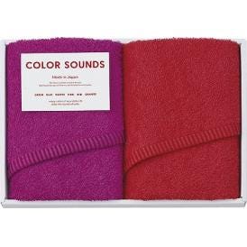 夏の贈り物お中元 フェイスタオル2P COLOR SOUNDS レッド 29×75cm