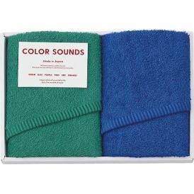 夏の贈り物お中元 フェイスタオル2P COLOR SOUNDS ブルー 29×75cm