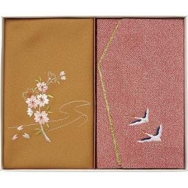 夏の贈り物お中元 刺繍入り金封包み&金封ふくさ 洛北 赤鶴 金封包み：38×37cm、金封ふくさ：20×12cm