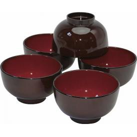 夏の贈り物お中元 レンジ汁椀 溜内朱 5客揃 直径11.4×6.5cm ★食器洗い乾燥機可