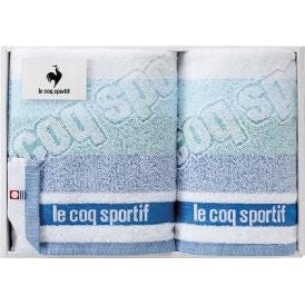 夏の贈り物お中元 ルコック ビッグロゴ スポーツタオル＆フェイスタオル le coq sportif ブルー スポーツタオル：32×110cm、フェイスタオル：32×80cm