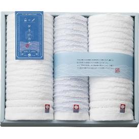 夏の贈り物お中元 フェイスタオル2P&ウォッシュタオル 伊予の白波 フェイスタオル：33×75cm、ウォッシュタオル：33×35cm